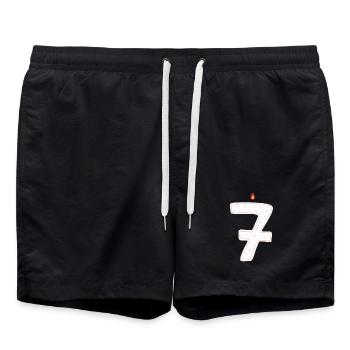 Whimsical Birthday Candle Number Seven - Swim Trunks - black - Front - AI Model Male 185 light (185cm)