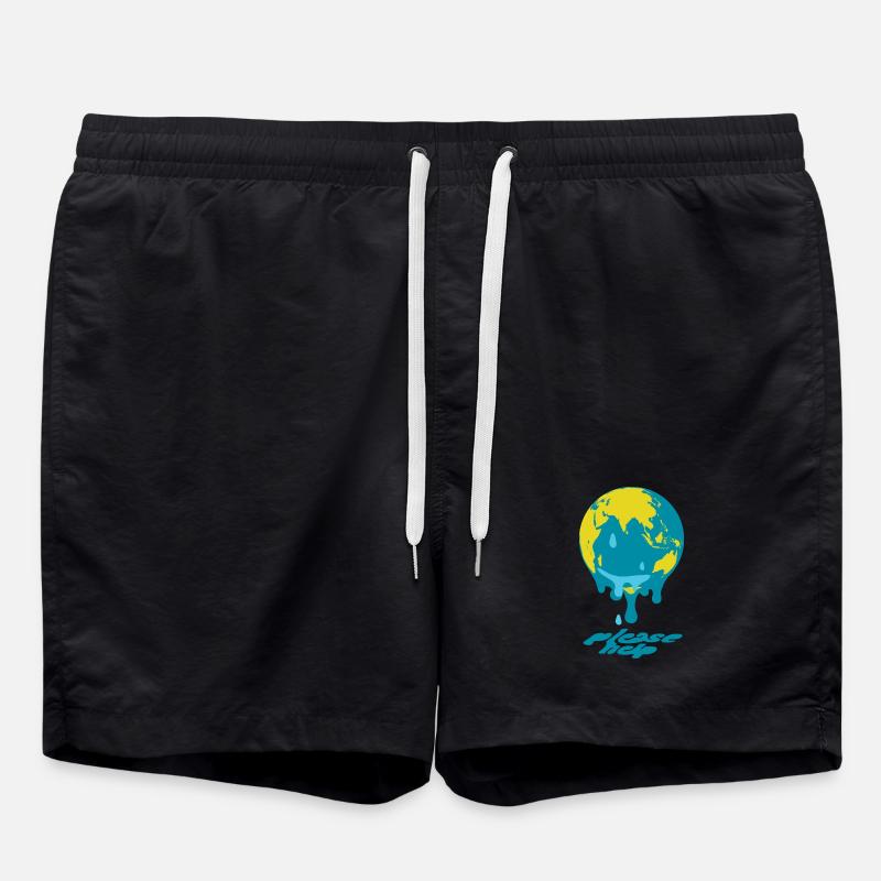 Global Warming Globe - Swim Trunks - black
