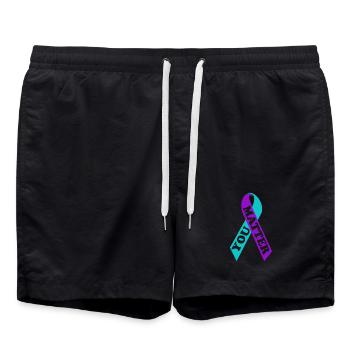 YOU MATTER Suicide Awareness Ribbon - Badeshorts - Schwarz - Vorne - AI Model Male 185 light (185cm)