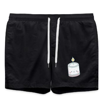 Kawaii Luminous Candle - Swim Trunks - black - Front - AI Model Male 185 light (185cm)