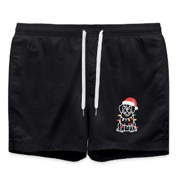 Santa Pup Christmas Lights - Swim Trunks - black - Front - AI Model Male 185 light (185cm)