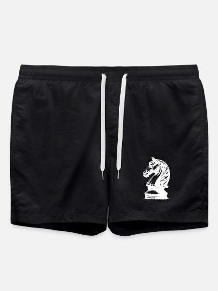 Schackbräde med schackpjäser, kung och bönder - Badshorts - svart