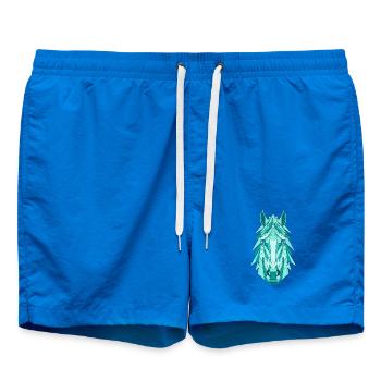 Geometric Horse: Teal Prism - Swim Trunks - cobalt blue - Front