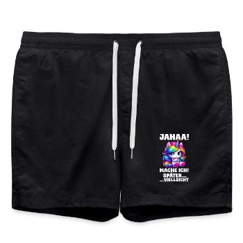 yes, maybe I'll make unicorn lovers later - Swim Trunks - black - Front - AI Model Male 185 light (185cm)