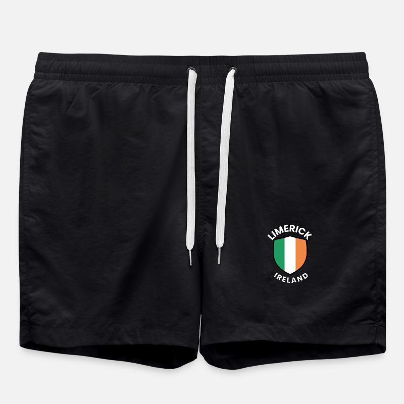 Limerick Ireland Flag Shield - Swim Trunks - black