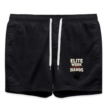 workers who are trained as welders and - Swim Trunks - black - Front - AI Model Male 185 light (185cm)