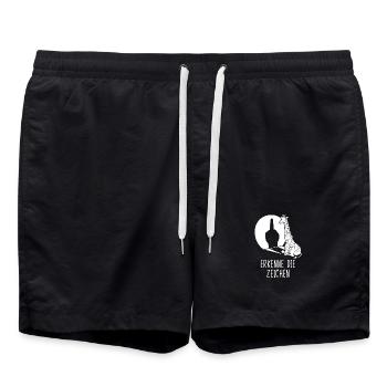 Erkenne die Zeichen Giraffe Mittelfinger lustig - Badeshorts - Schwarz - Vorne - AI Model Male 185 light (185cm)