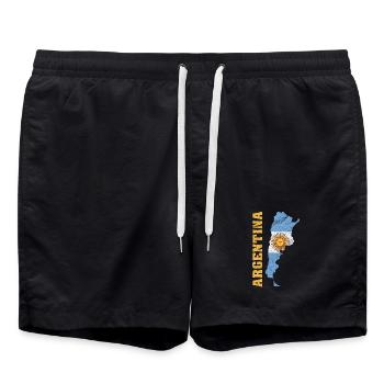 Argentina Map Flag Vintage Design - Badeshorts - Schwarz - Vorne - AI Model Male 185 light (185cm)