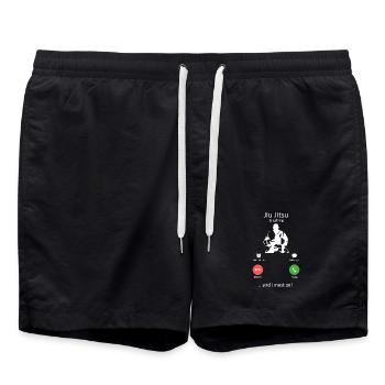 Le jiu-jitsu appelle un slogan drôle d’arts martiaux - Short de bain - noir - Devant - AI Model Male 185 light (185cm)