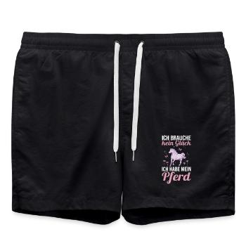 Reiten Pferdeliebhaber Reiterhof Pferde - Badeshorts - Schwarz - Vorne - AI Model Male 185 light (185cm)