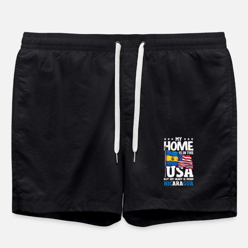 Nicaragua Flag Pride & Home - Swim Trunks - black