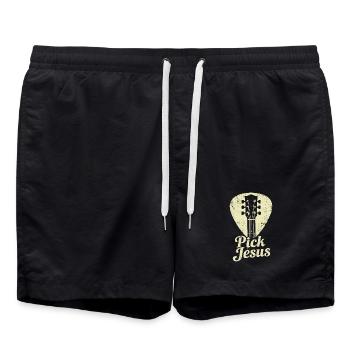Pick Jesus Christian Faith Prayer - Badeshorts - Schwarz - Vorne - AI Model Male 185 light (185cm)