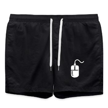 Retro_Vintage_80er_90er_Jahre_Maus_Computermaus - Swim Trunks - black - Front - AI Model Male 185 light (185cm)