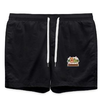 Cuddly toy and dinosaur in the forest - Swim Trunks - black - Front - AI Model Male 185 light (185cm)