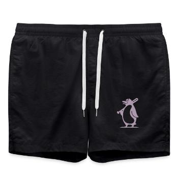 Pinguin Baseballspieler Silhouette - Badeshorts - Schwarz - Vorne - AI Model Male 185 light (185cm)