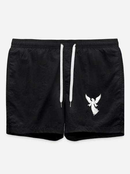 Angel silhouette with wings - Swim Trunks - black