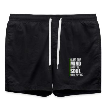 Quiet The Mind And The Soul Will Speak Ruhe Spruch - Swim Trunks - black - Front - AI Model Male 185 light (185cm)
