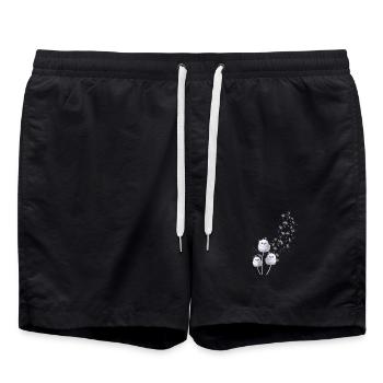 Flauschige Eulen im Löwenzahnflug - Badeshorts - Schwarz - Vorne - AI Model Male 185 light (185cm)