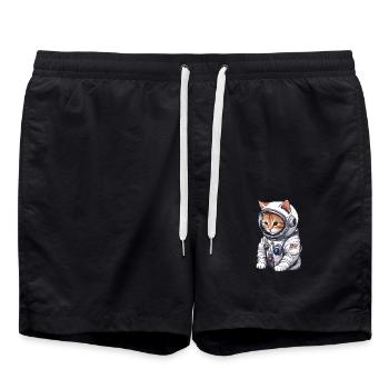 Chat mignon en astronaute - Short de bain - noir - Devant - AI Model Male 185 light (185cm)