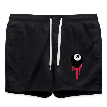 bleeding eight 8 ball from snooker or pool - Swim Trunks - black - Front - AI Model Male 185 light (185cm)