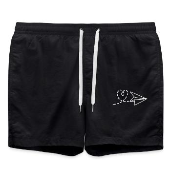 Amour et aventure Cœur et avions en papier - Short de bain - noir - Devant - AI Model Male 185 light (185cm)