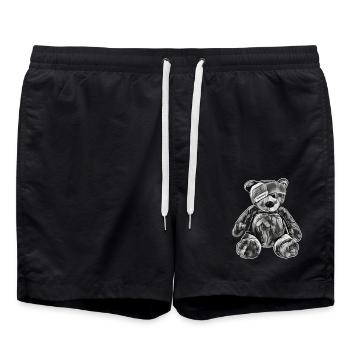 Toy teddy bear with an eye patch - Swim Trunks - black - Front - AI Model Male 185 light (185cm)