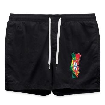Portugal flag on the Portugal map - Swim Trunks - black - Front - AI Model Male 185 light (185cm)