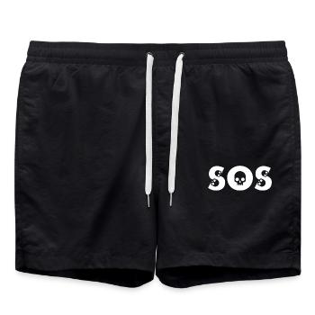 Conception de crâne SOS avec des os de style BD - Short de bain - noir - Devant - AI Model Male 185 light (185cm)