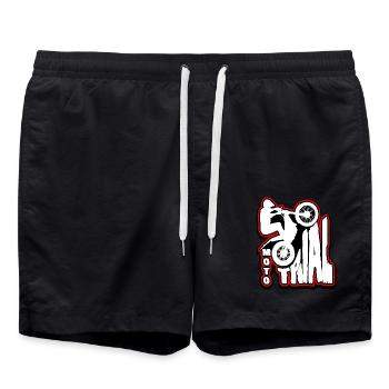 Fahrer von Moto Trial - Badeshorts - Schwarz - Vorne - AI Model Male 185 light (185cm)