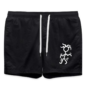 Dancing stick figure with wild hair - Swim Trunks - black - Front - AI Model Male 185 light (185cm)