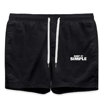 Keep it simple saying - Swim Trunks - black - Front - AI Model Male 185 light (185cm)