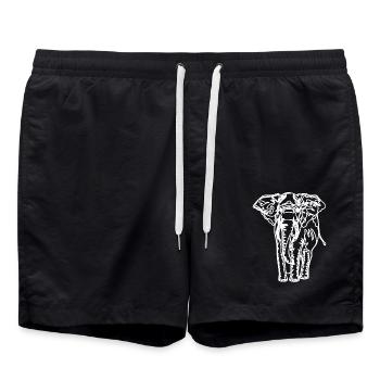 Zeichnung eines Elefanten - Badeshorts - Schwarz - Vorne - AI Model Male 185 light (185cm)