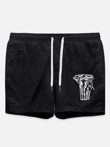 Drawing of an elephant - Swim Trunks - black