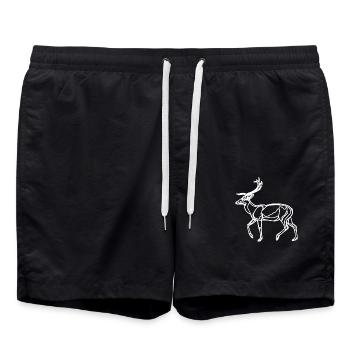 Dessin du cerf - Short de bain - noir - Devant - AI Model Male 185 light (185cm)