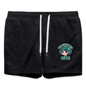 Bleib bescheiden und süß - Anime Girl - Badeshorts - Schwarz - Vorne - AI Model Male 185 light (185cm)