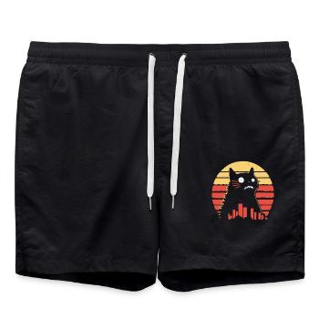 riesige Monster Katze - Badeshorts - Schwarz - Vorne - AI Model Male 185 light (185cm)