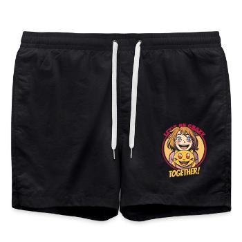 be crazy together, cats and cat lady - Swim Trunks - black - Front - AI Model Male 185 light (185cm)