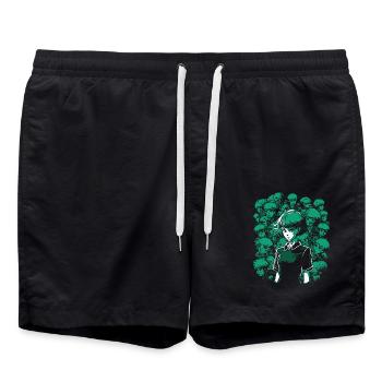 Skull, Bones and Cartoon Girl - Swim Trunks - black - Front - AI Model Male 185 light (185cm)