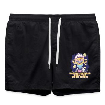 happy retired after work circus - Swim Trunks - black - Front - AI Model Male 185 light (185cm)