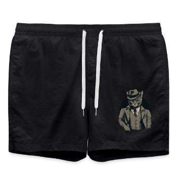 1920s Gangster Cat Leader of a Cat Gang - Swim Trunks - black - Front - AI Model Male 185 light (185cm)