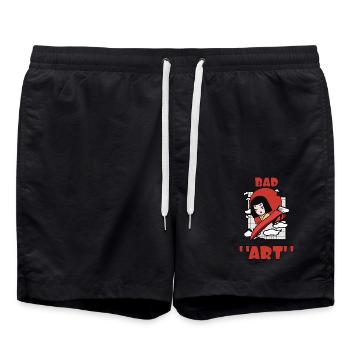 schlechte Kunst Katze Japan Geisha trashiges Chaos - Badeshorts - Schwarz - Vorne - AI Model Male 185 light (185cm)