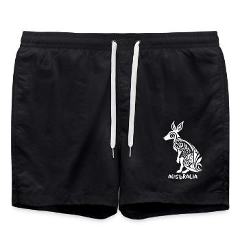 Tribal-Symbol – Australien Känguru - Badeshorts - Schwarz - Vorne - AI Model Male 185 light (185cm)