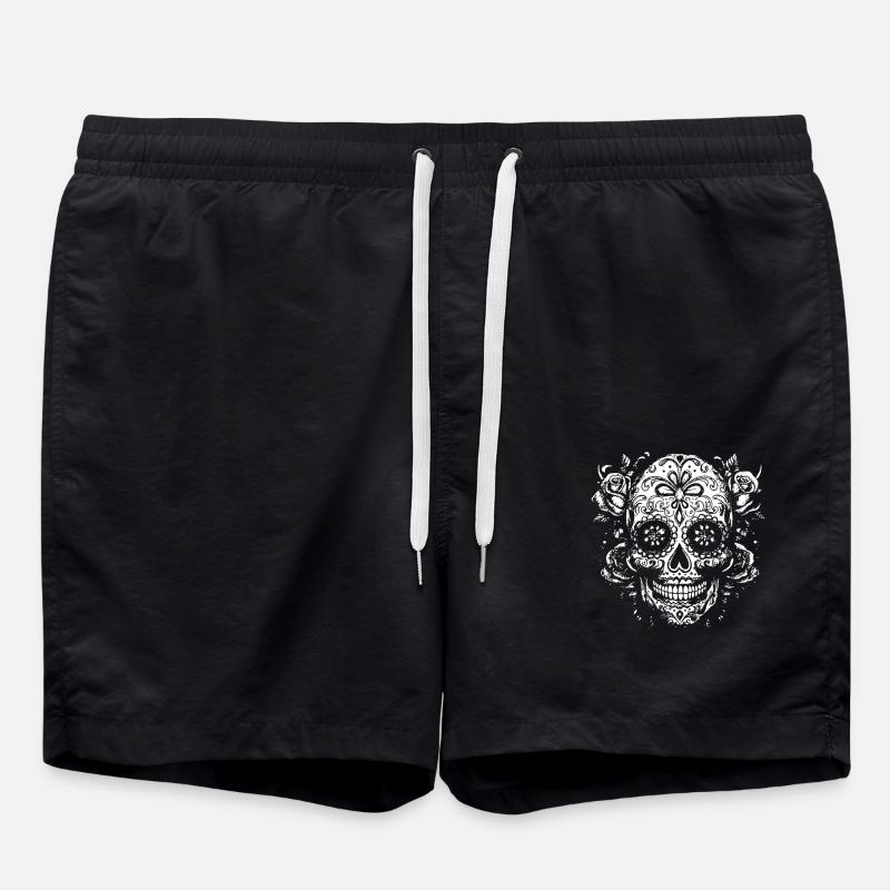 Roses et crâne - Short de bain - noir