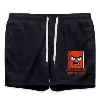 Lies mehr Bücher! Wütendes Buch - Badeshorts - Schwarz - Vorne - AI Model Male 185 light (185cm)