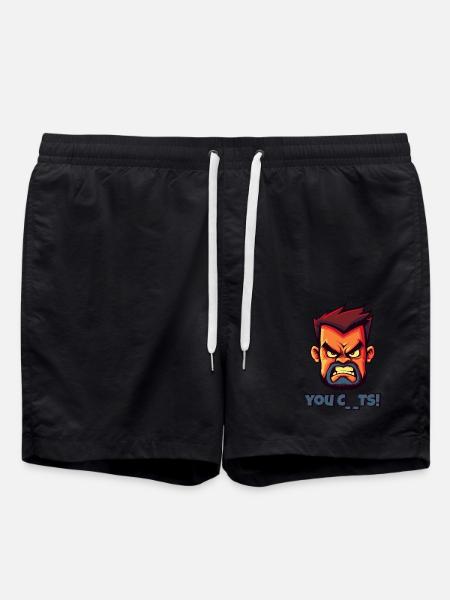 Angry Face Butcher Funny Insult - Swim Trunks - black