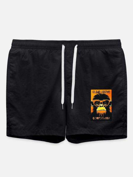 Overcome conformity: shivering monkey - Swim Trunks - black
