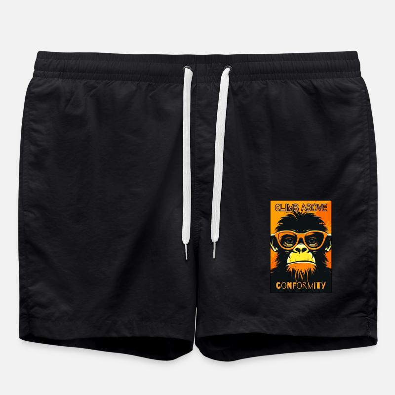 Overcome conformity: shivering monkey - Swim Trunks - black