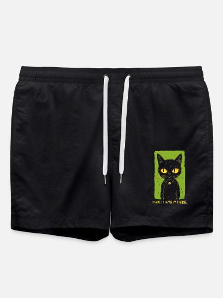 Ich hasse es hier - Die schlecht gelaunte Katze - Badeshorts - Schwarz