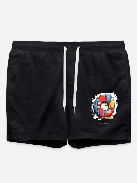 modern donut art - Swim Trunks - black