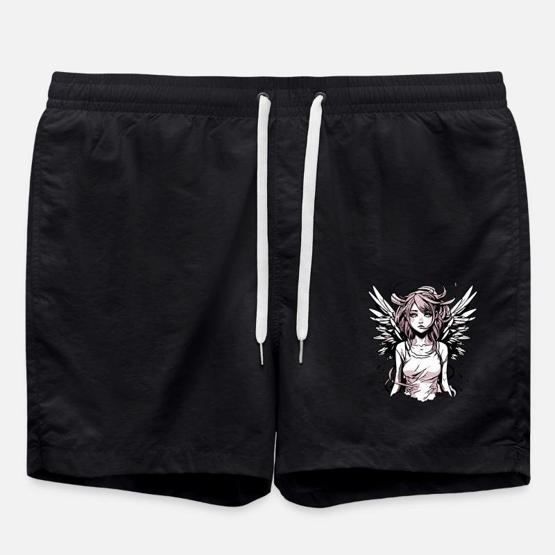 Modernes Engel Mädchen - Badeshorts - Schwarz